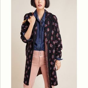 NWT Anthropologie Leaf Jacquard Sweater Coat